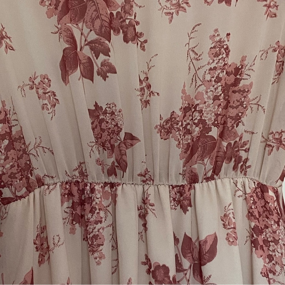 💕2 FOR $10 ☀️💕 Floral pattern ruffled pink and beige dress - Picture 7 of 14